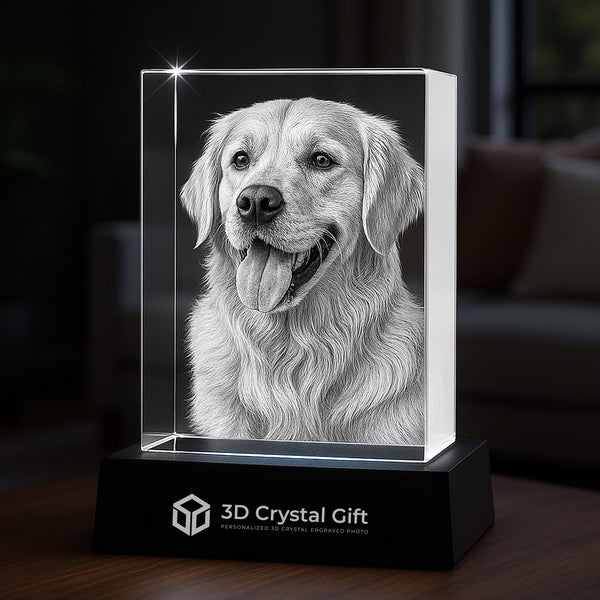 3D crystal gift with a dog inside
