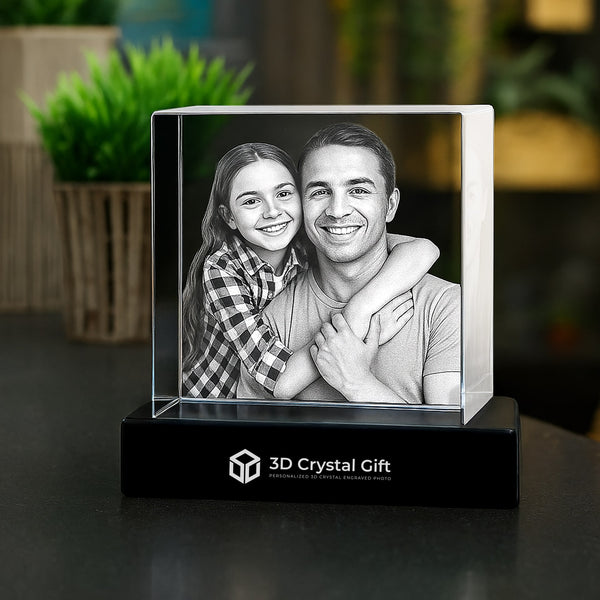 3D crystal gift with a photo of a man and a woman