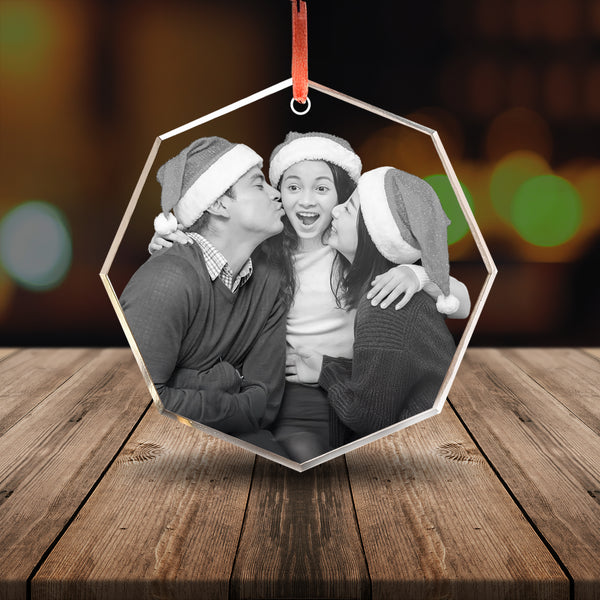 Crystal Christmas Ornament Family Picture