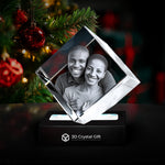 3D crystal gift with a photo of a couple on a Christmas tree