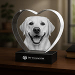 3D Crystal Heart Dog Memorial Gift