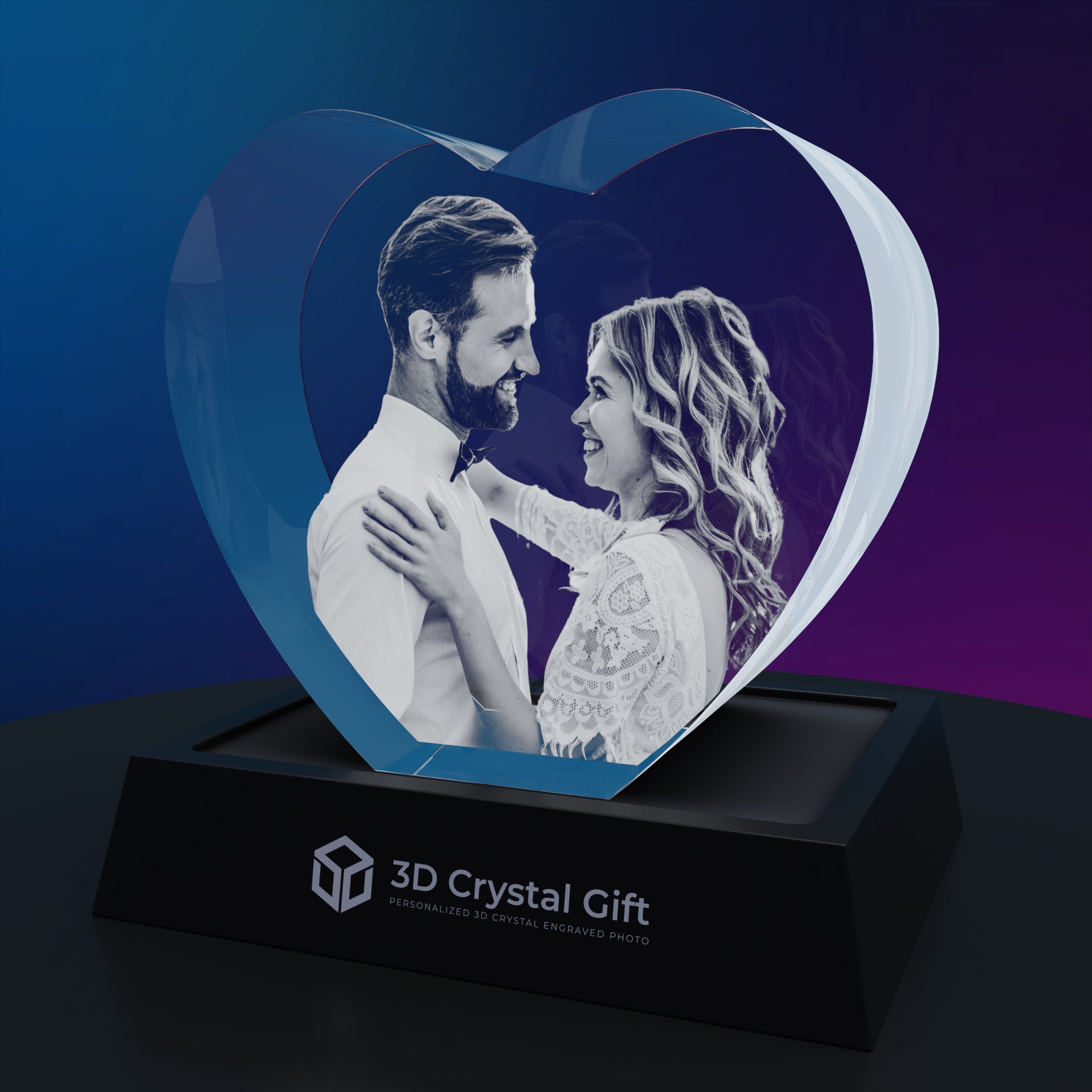 3D-Etched Laser Crystal | Personalized Engraving | Crystal Heart| Premium Gift for newest Everyone