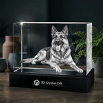 3D Dog inside the glass block
