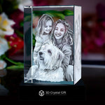 3D Crystal Photo Portrait Family and their Dog together