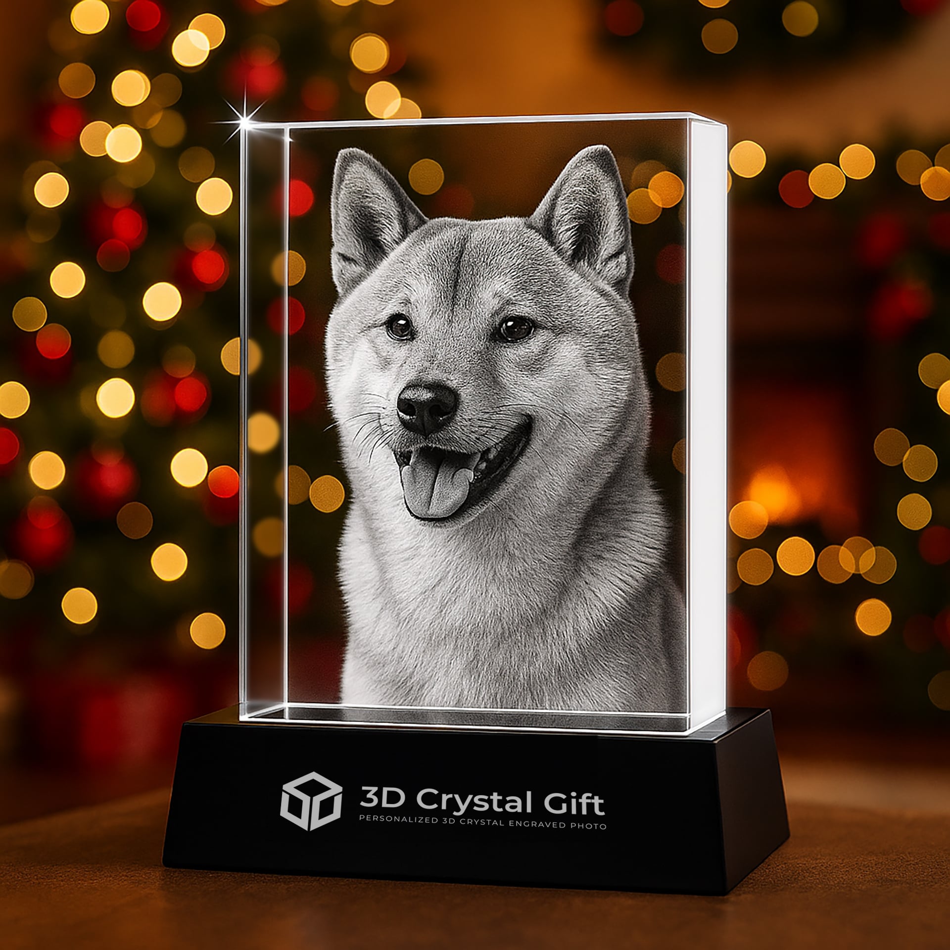 3D Crystal Photo Portrait | Customized Dog Memorial Gift – 3D Crystal Gift