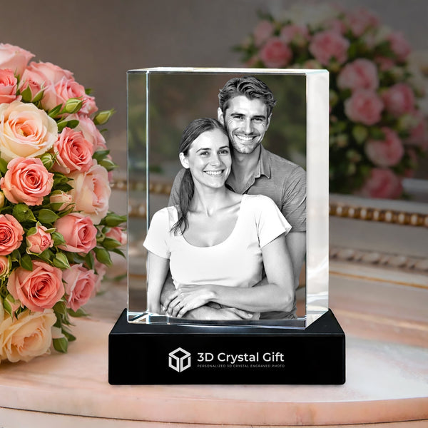 3D crystal gift with a photo of a couple