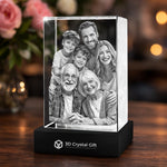 3D crystal photo gift with a family photo