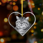 Heart-shaped Christmas ornament with a cat
