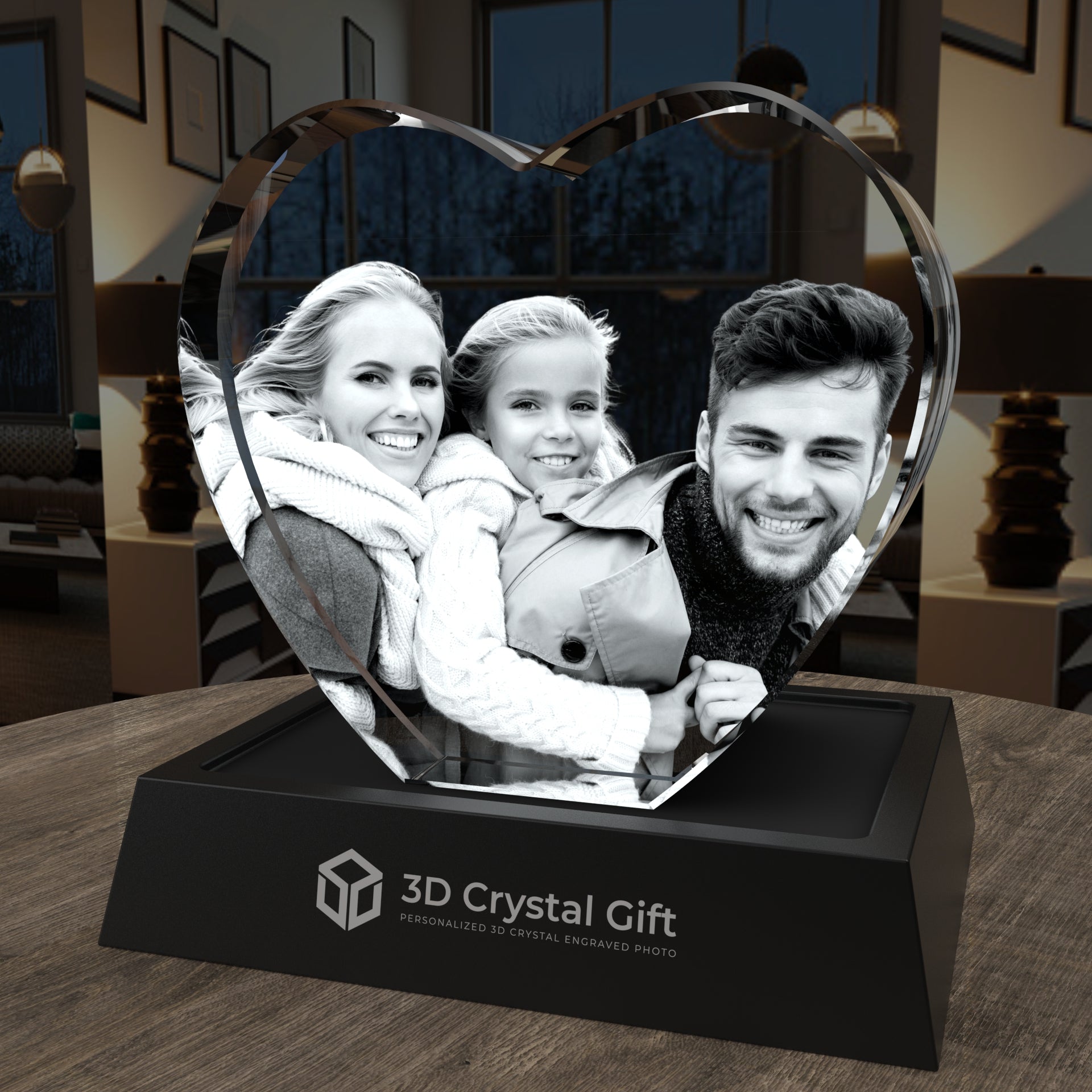 Personalized 3D Crystal Photo Heart | Laser-Etched Picture Gift – 3D ...