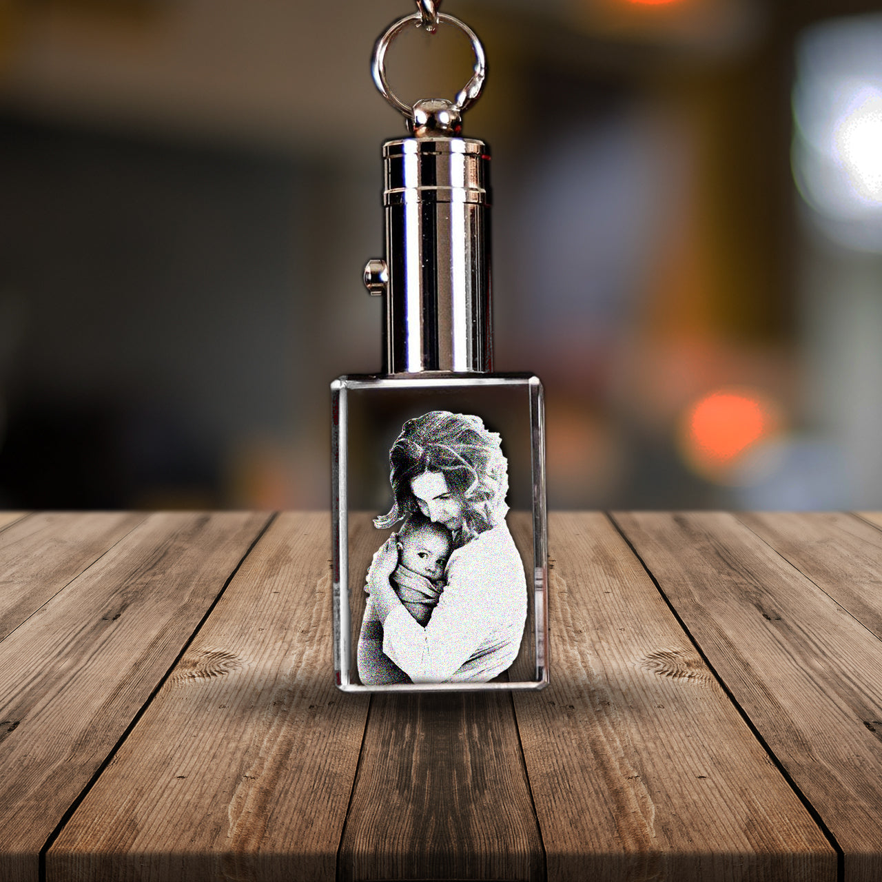 Crystal Rectangle Keychain | Photo Engraved Rectangular Crystal Key ...