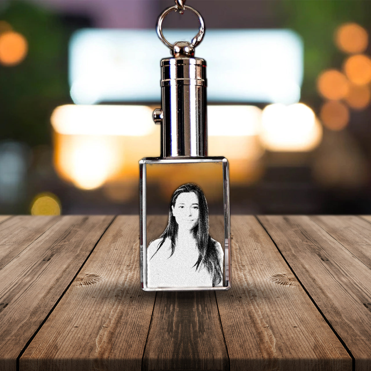 Crystal Rectangle Keychain | Photo Engraved Rectangular Crystal Key ...